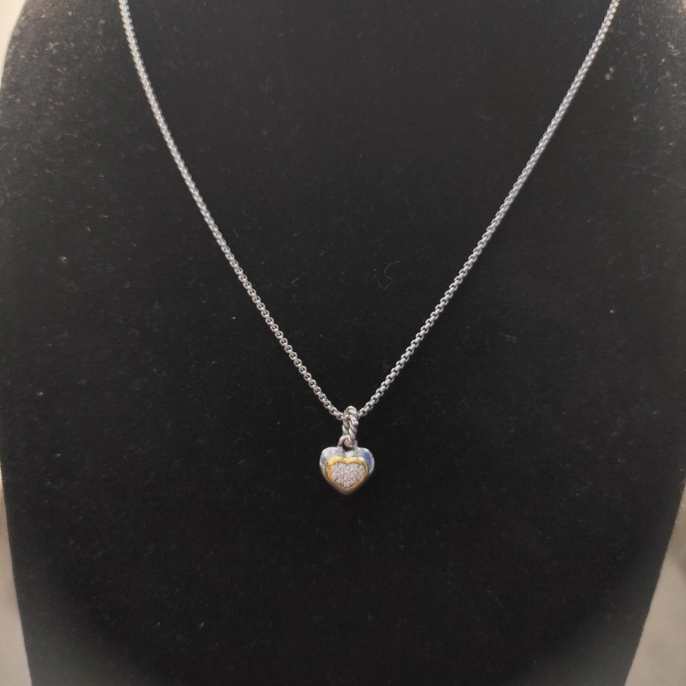 David Yurman Two-Tone Heart Pendant Necklace - Picture 4 of 4